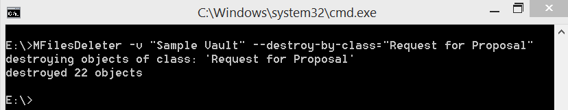 Screenshot of MFilesDeleter destroying objects by class name