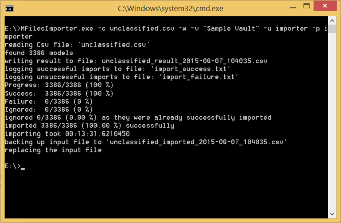 Screenshot of the M-Files Commandline Csv Importer